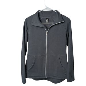Skechers Black Gray Zip-Up Athletic Jacket Sweater Warm Cozy Soft Women's M EUC